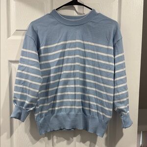 Cielo Blue and White Striped Women's Sweater
